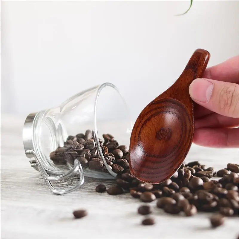 2Pcs Short Handle Wide Mouth Spoon Japanese Wooden Scoops Mini Condiment Spoons Kitchen Dining Bar Sugar Spoons Dessert Spoons