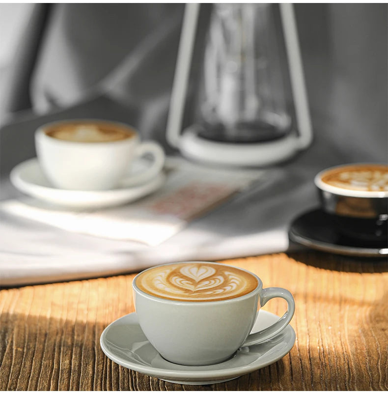 MHW-3BOMBER 280ML Esspresso Cup Saucer & Spoon Ceramic Tea Mugs Set Home Kitchen Accessories Chritmas Gifts for Coffee Lovers