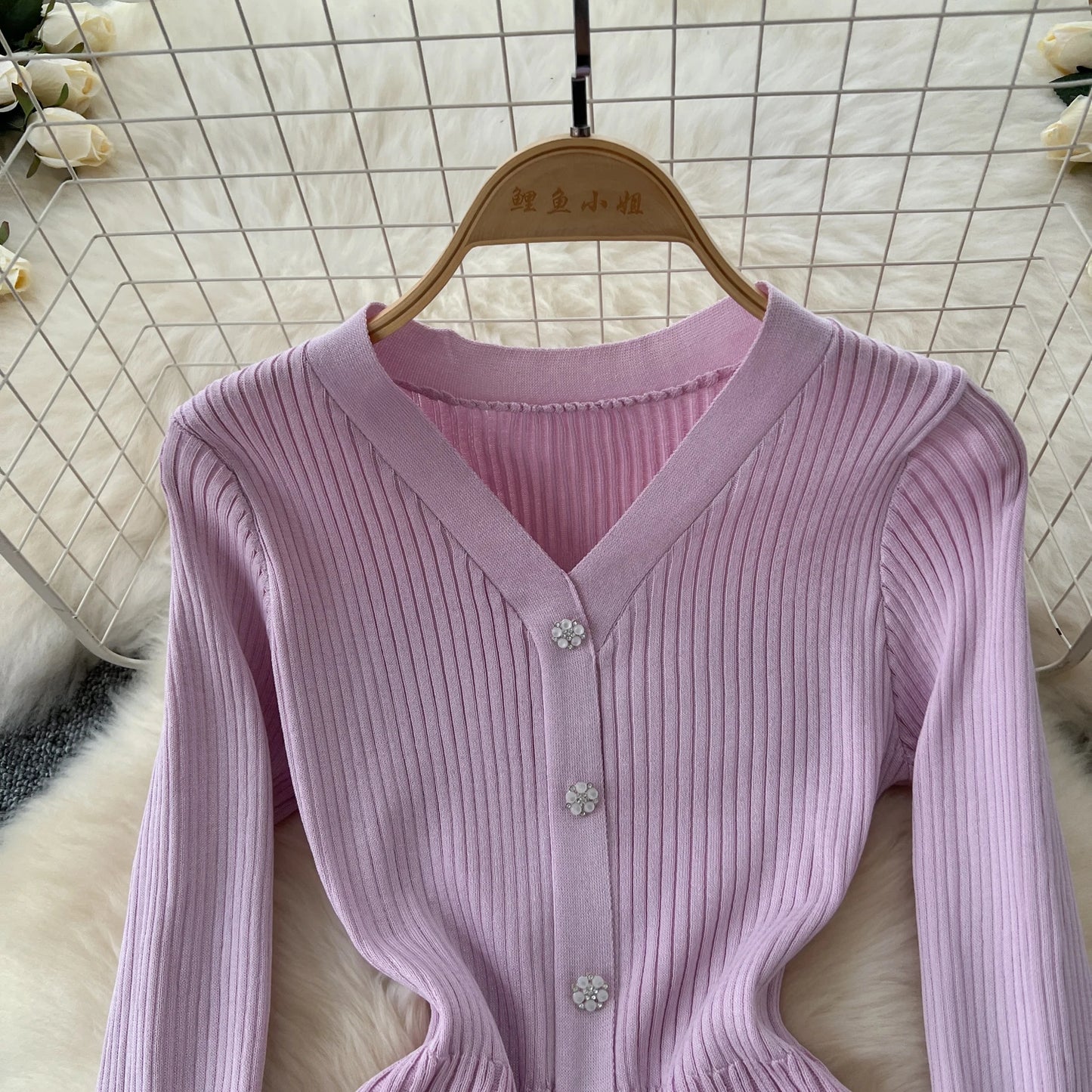 SINGREINY Autumn Knitting Sweater Dress Ladies V-Neck Single Breasted Full Sleeve Soft Slim Senior Knitted Casual Long Dress