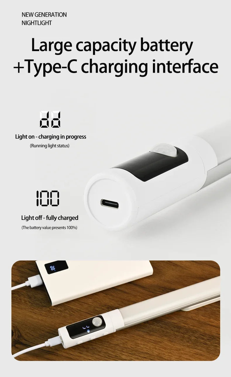 Motion Sensor Light Night Light USB Type C Rechargeable Lights Cabinet Lights For Kitchen Remote control Digital display LED