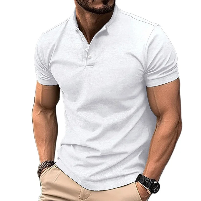 Summer Lightweight Lapel Polo Shirt Men's Short Sleeve Cotton Breathable Fashion Slim Fit Polo Shirt Male Fitness T-shirt