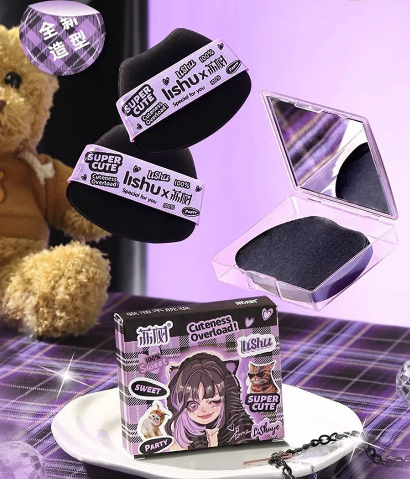 LISHU Bamboo Blotting Papers With Makeup Puff Mirror Refreshing Portables Oil Control Tool Kits Facial Oil Absorbing Sheets Care