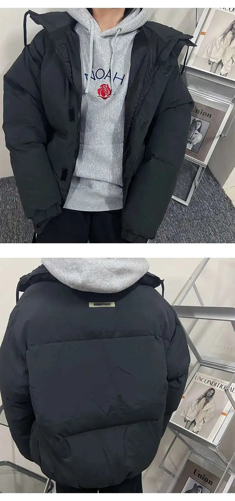 PFHQ Men Cotton Jacket High Street Trendy Winter Bread Coat 2024 Stand Collar Solid Color Long Sleeve Male Tops Casual 21Z7546