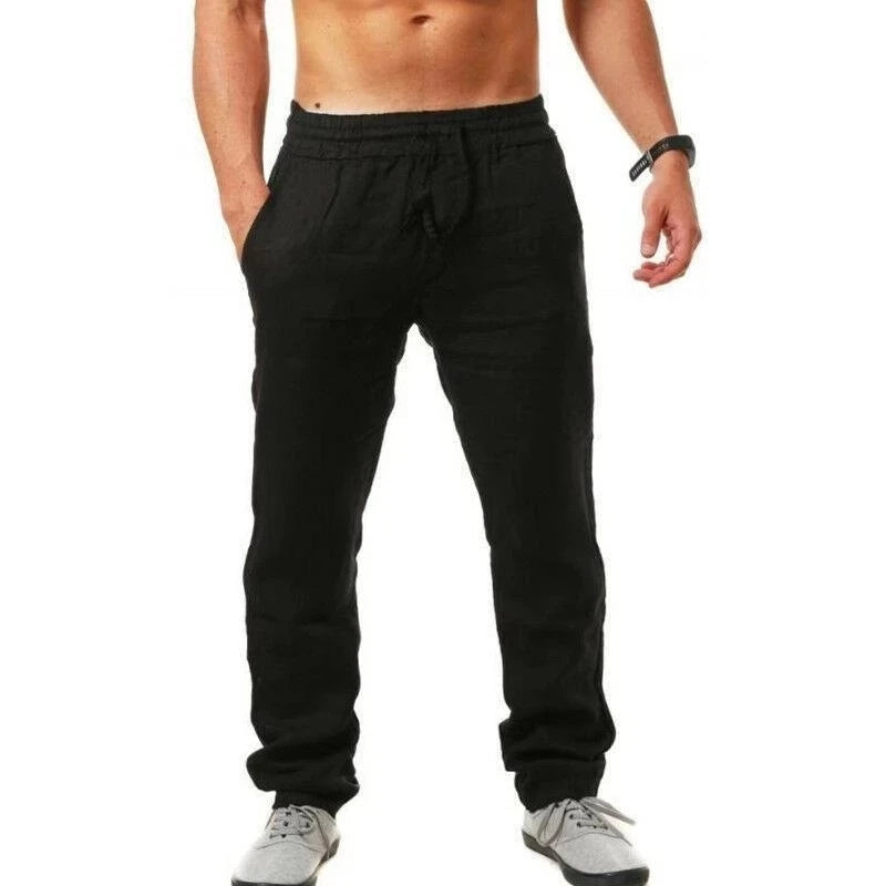 Mens Thin Style Cotton White Cargo Pants Male Spring New Breathable Solid Color Linen Trousers Fitness Streetwear Pantalon Homme