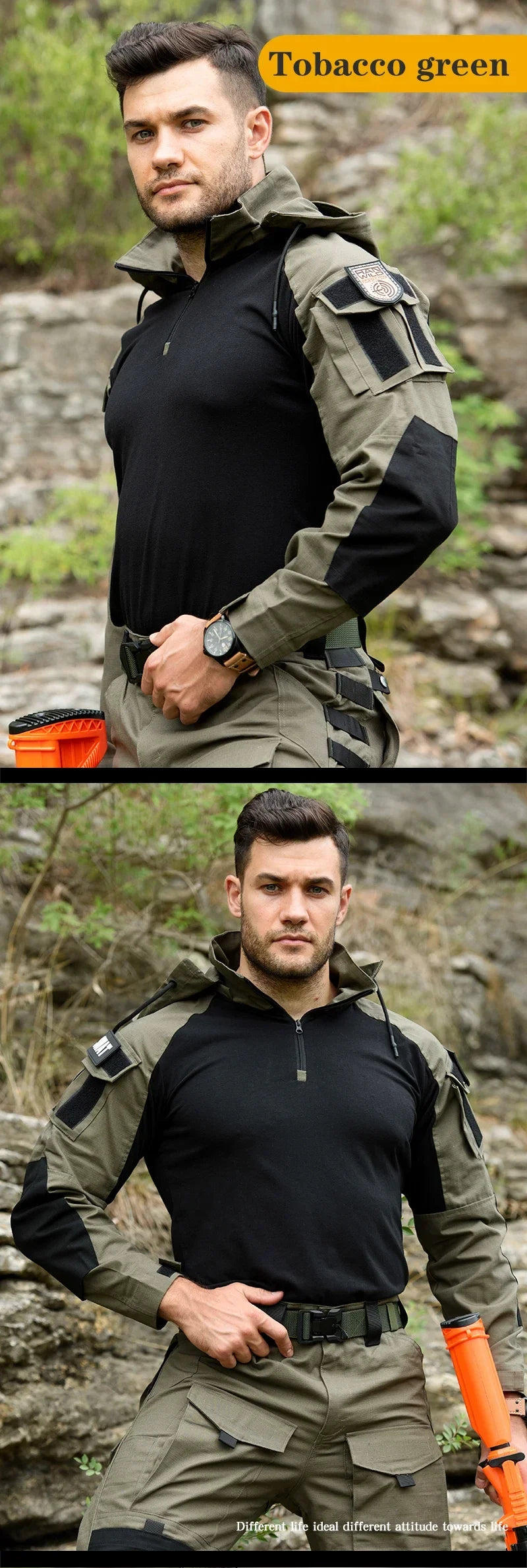 Combat Shirts Hoodies Tops Men Airsoft Tactical Shirt 1/4 Zip Long Sleeve Paintball Camping Hunting Work Clothing Wear Resistant