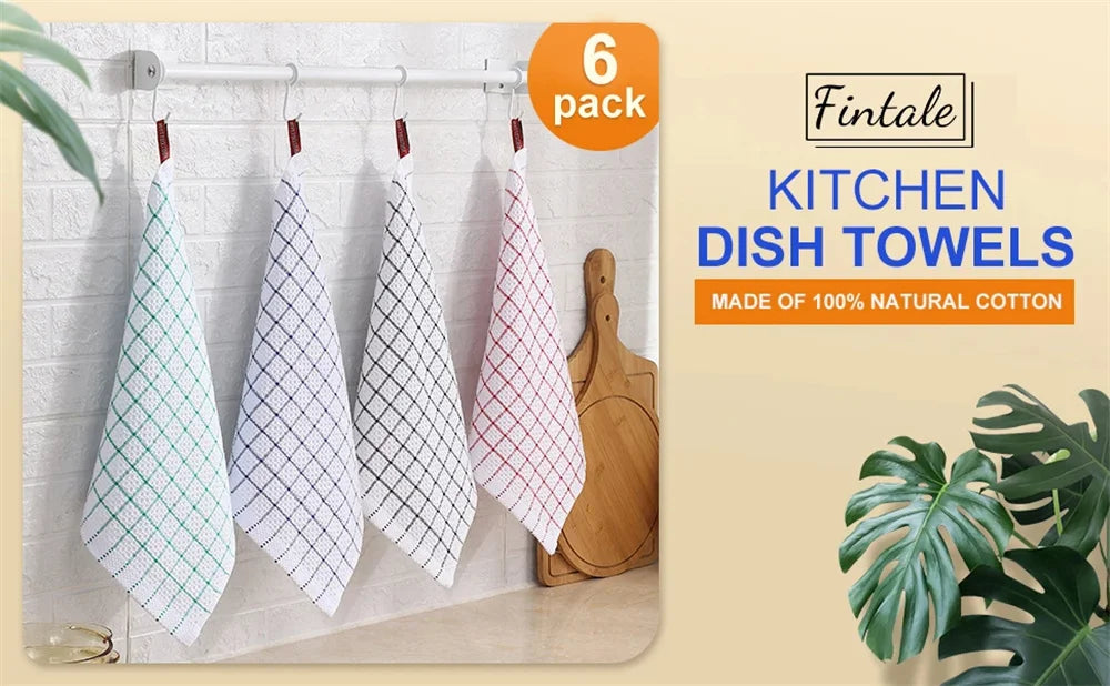 Homaxy 100% Cotton Kitchen Towel Soft Dishcloth Super Absorbent Kitchen Cloths Home Cleaning Scouring Towel Washing Dishes Cloth