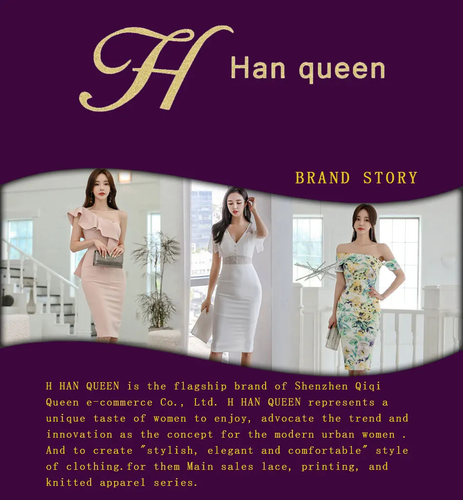 H Han Queen Hot sale Autumn Fashion Stand Collar Puff Sleeve Female Pencil bodycon Dress Slim Solid color Midi Casual Dresses