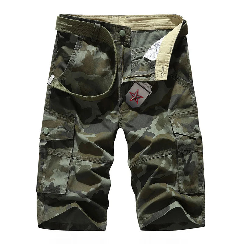 Military Men Camouflage Tactical Cargo Shorts Summer New Y2k Multiple Pockets Loose Big Size Outdoor Sports Knee Lenght Pants