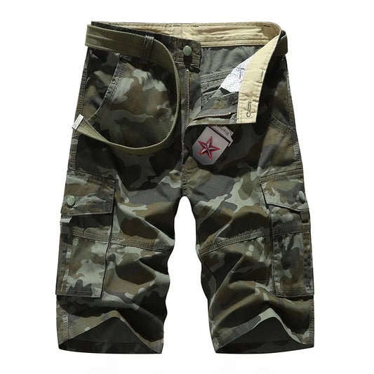 Military Men Camouflage Tactical Cargo Shorts Summer New Y2k Multiple Pockets Loose Big Size Outdoor Sports Knee Lenght Pants