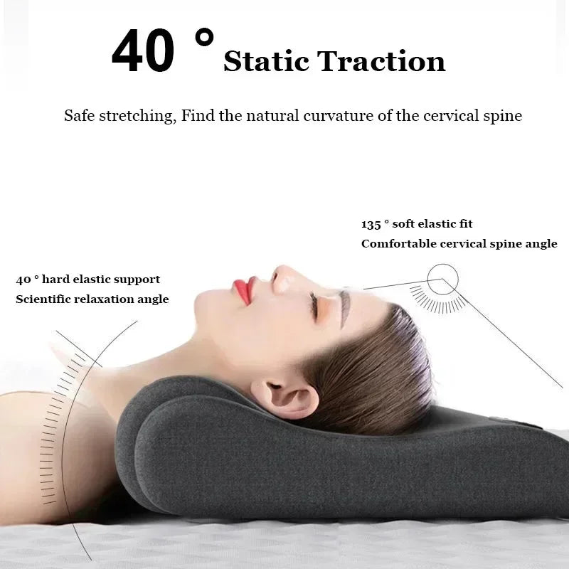 Electric Neck Massage Pillow Heating Shiatsu Vibration Neck Massager Back Cervical Traction Shiatsu Memory Foam Spine Support