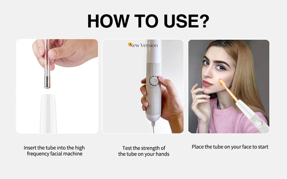 DARSONVAL High Frequency Red Light Therapy Wand Neon Electrotherapy Glass Tube Acne Spot Wrinkles Remover Beauty Facial Care