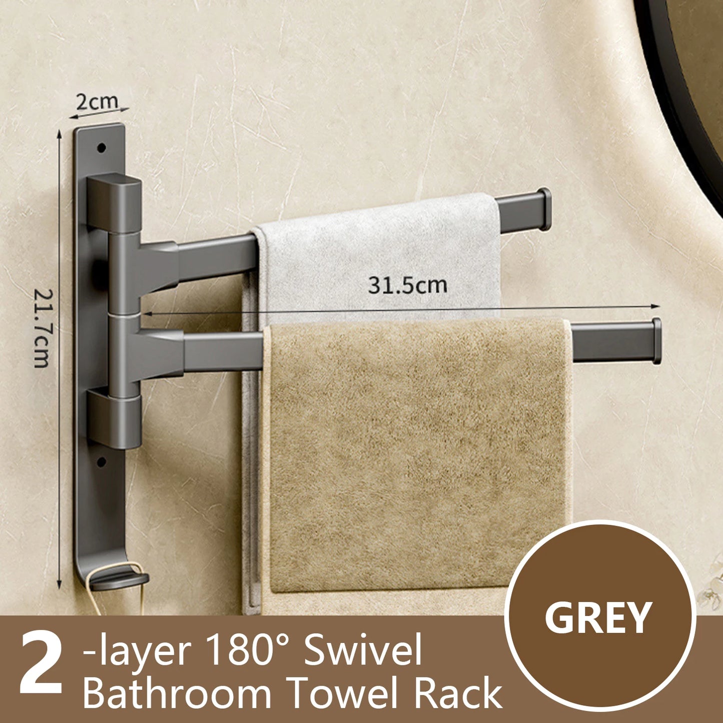 Bathroom Towel Rack Rotatable Towel Holder Space Aluminum 1/2/3/4/5-Bar Towel Hanger Kitchen Kitchen Hanging Wall Mounted