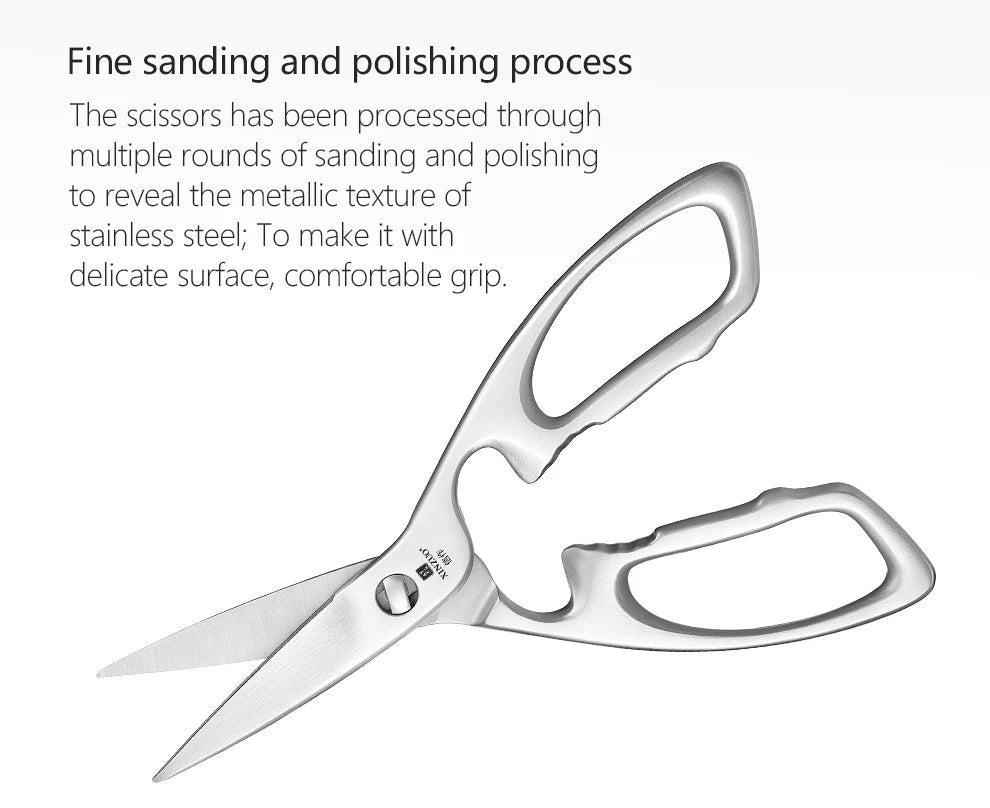 XINZUO Kitchen Scissors One Piece 3Cr13 Stainless Forged Steel Kitchen Powerful  Multi-Function Chicken Bone Kitchen Shears