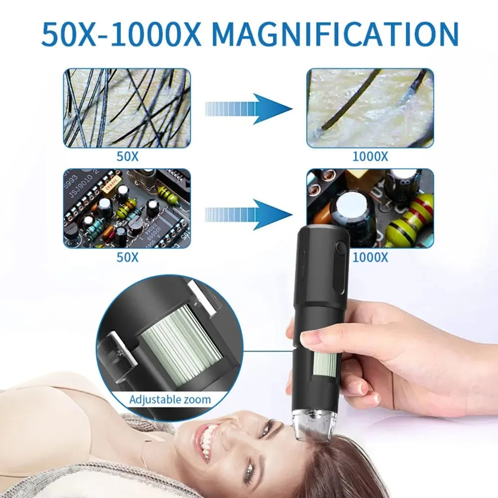Digital Microscope WiFi Wireless Electron Dermatoscope Scalp Detection Pores Magnifier Facial Skin Analyzer Machine Professional