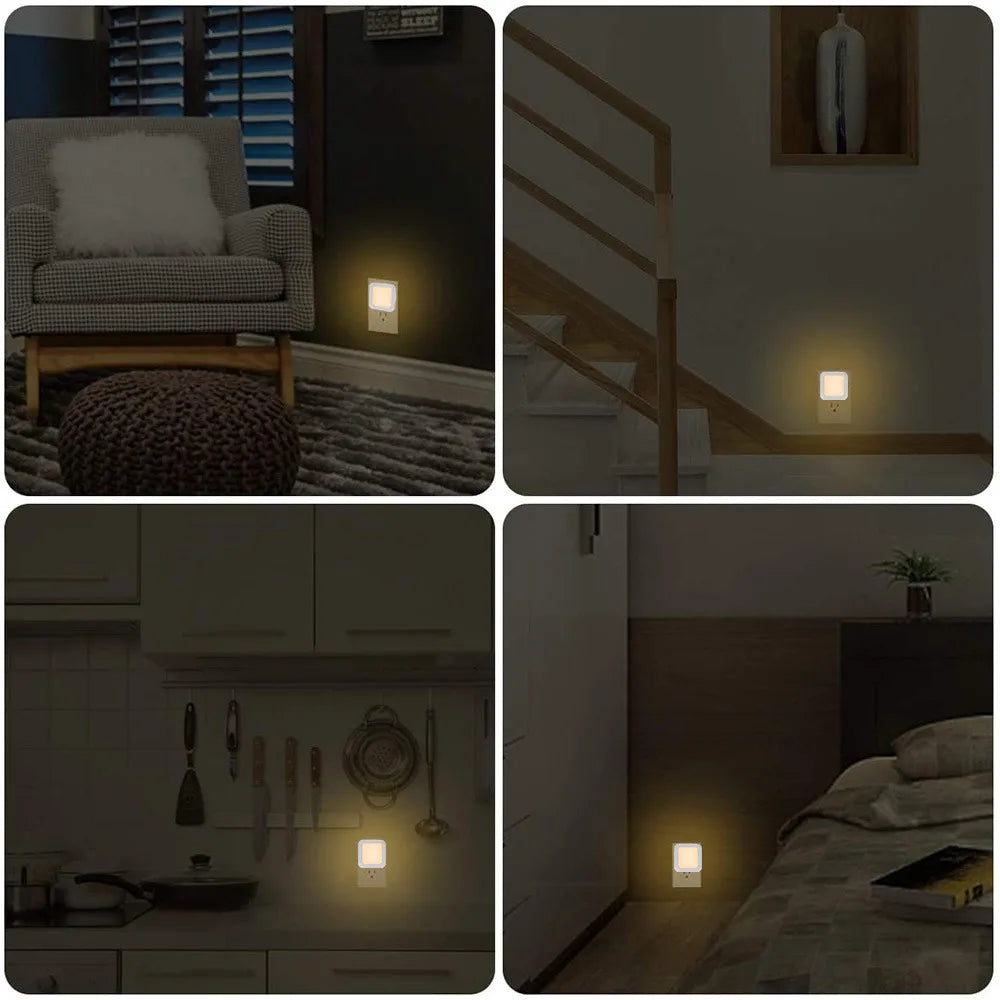 LED Plug in Night Lights Light Control Sensor Lamp Dimmable Energy Saving Lamp Under Cabinet light for Kitchen Aisle WC Bedroom