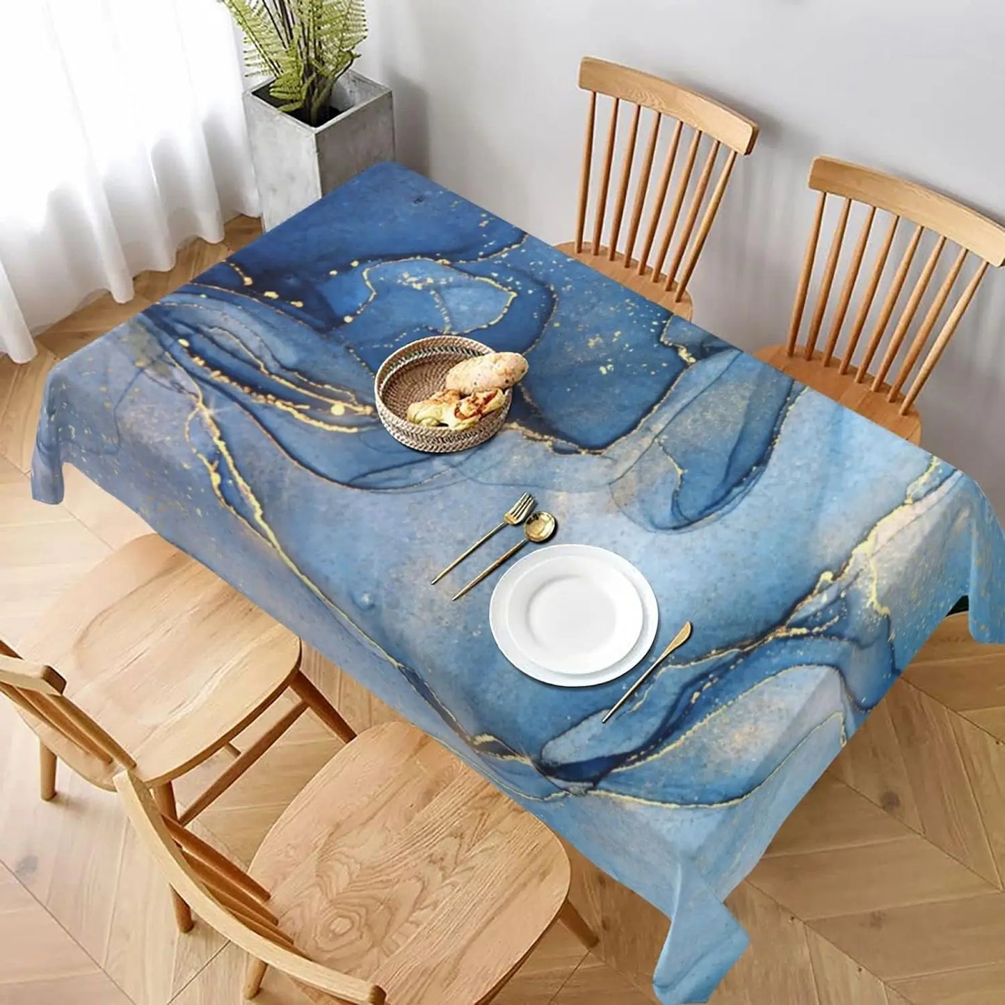 Marble Tablecloth Abstract Pink Blue Golden Marble Pattern Oblong Table Cloth Kitchen Table Decor for Home Party Dining Deocr