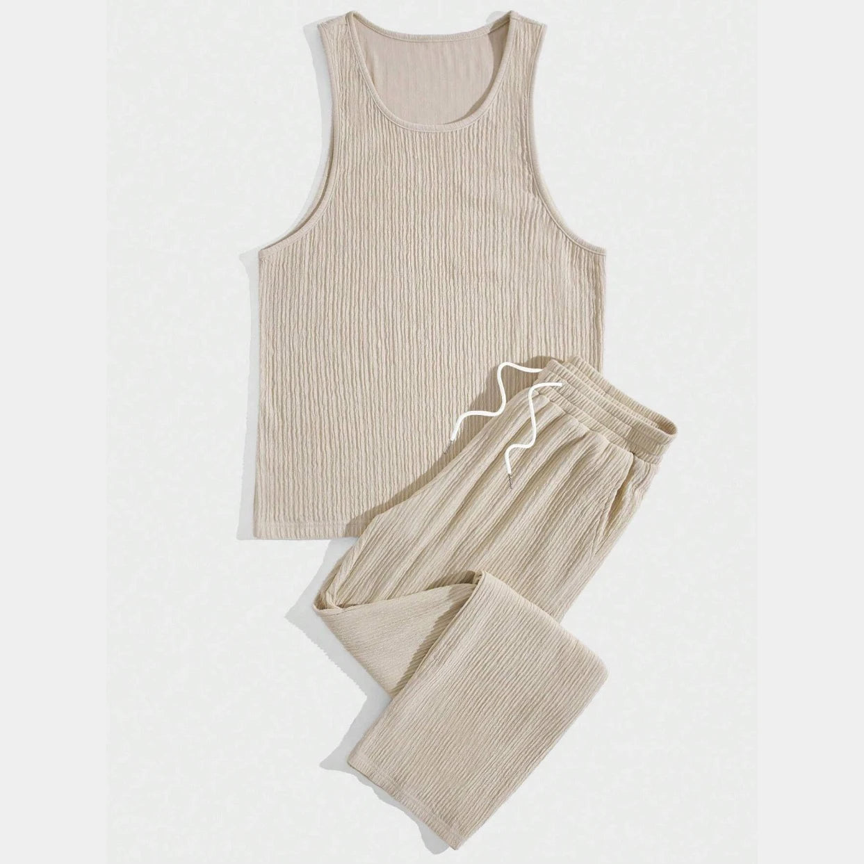 Summer New Men's Sleeveless Vest and Pants Set, Fashionable Fitness, Sports, Leisure Vacation, American Commuting 2-Piece set