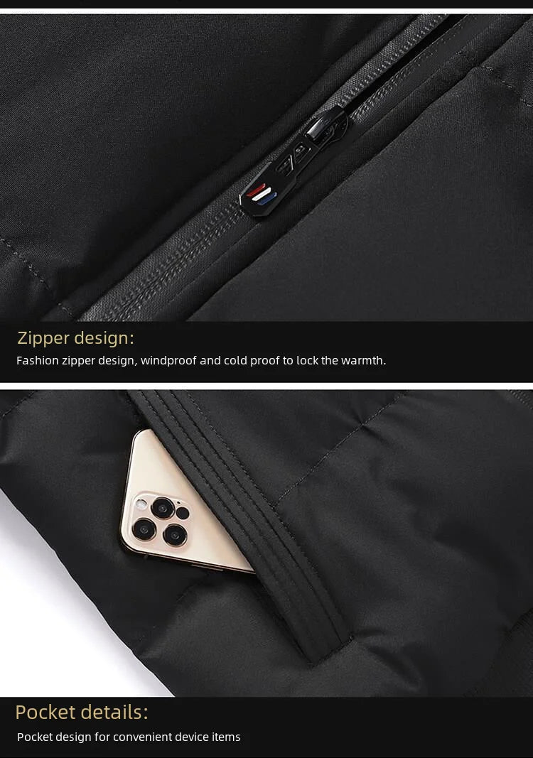 Men's Casual Cotton-padded Coat Winter Warm Thickened Solid Color Jacket Stand Collar Trendy Korean Style Fit Padded Jacket