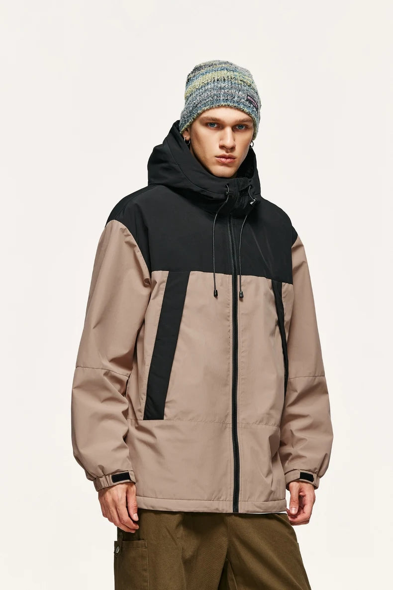 INFLATION Winter Arctic Velvet Inner Parkas Unisex High Neck Windproof Cotton Padded Hooded Jacket Mens Outdoor Coat