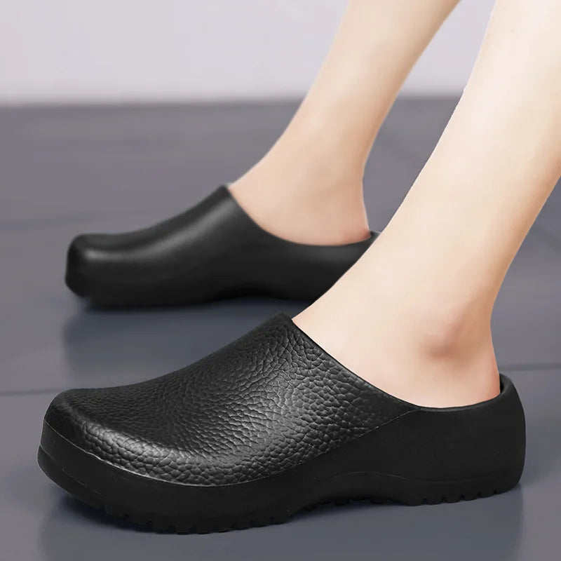 Eyriphy Kitchen Waterproof Slippers For Men Work Garden Shoes Non-Slips Rubber Mules Mens Fishing Slides Casual Cozy Home Sandal