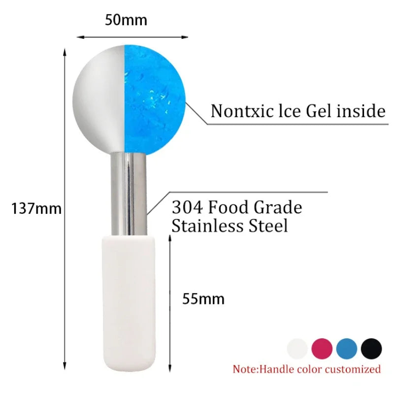 2PCS Ice Globes Spoon Massager Facial Skin Care Freeze Tool Stainless Steel Face Beauty Cryo Roller Cooling Massage Spa Ball