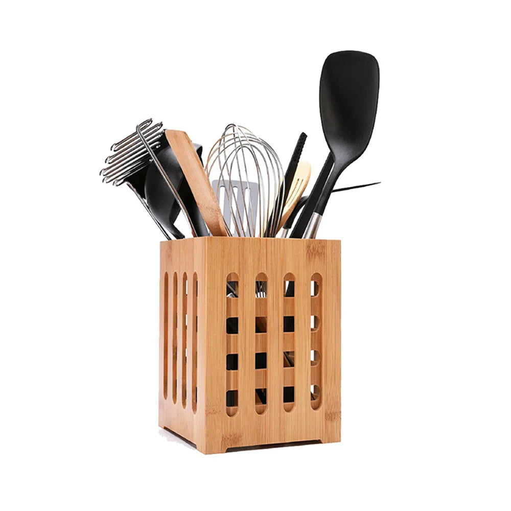 Square Hollow Grid Bamboo Containers Kitchen Utensil Storage Bucket Kitchen Storage Container Elegant Creative Gift Storage Box