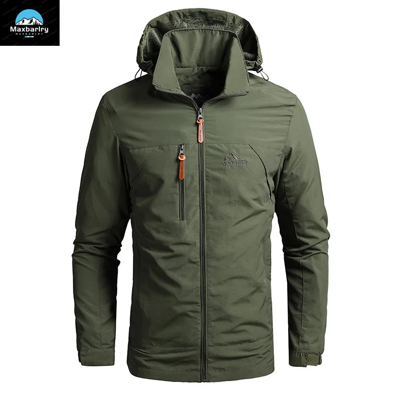 Men's Windbreaker Casual Men's Hooded Jacket Outdoor mountain Waterproof MA-1 Pilot Coat Men's Mountaineering Hunting Suit