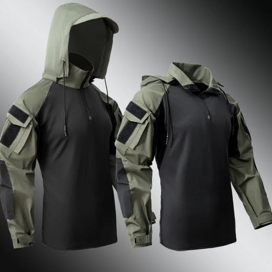 Combat Shirts Hoodies Tops Men Airsoft Tactical Shirt 1/4 Zip Long Sleeve Paintball Camping Hunting Work Clothing Wear Resistant