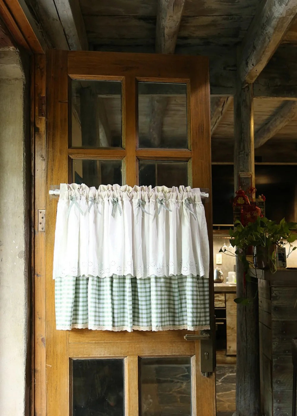 Kitchen Curtains for Window Half Doorway Curtain Japanese Lace Short Curtains Rod Pocket with Embroidery for Living Room Bedroom