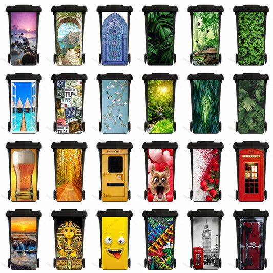 Custom Size Self-adhesive PVC Trash Can Sticker Waterproof Wallpaper Garbage Bin Renovation Cover Decal Mural For Kitchen Decor