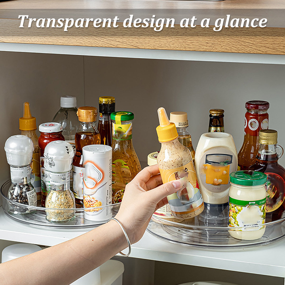 360° Rotating Storage Trays Stainless Steel Kitchen Spice Organizer Turntable Multifunction Bathroom Round Storage Carousel New