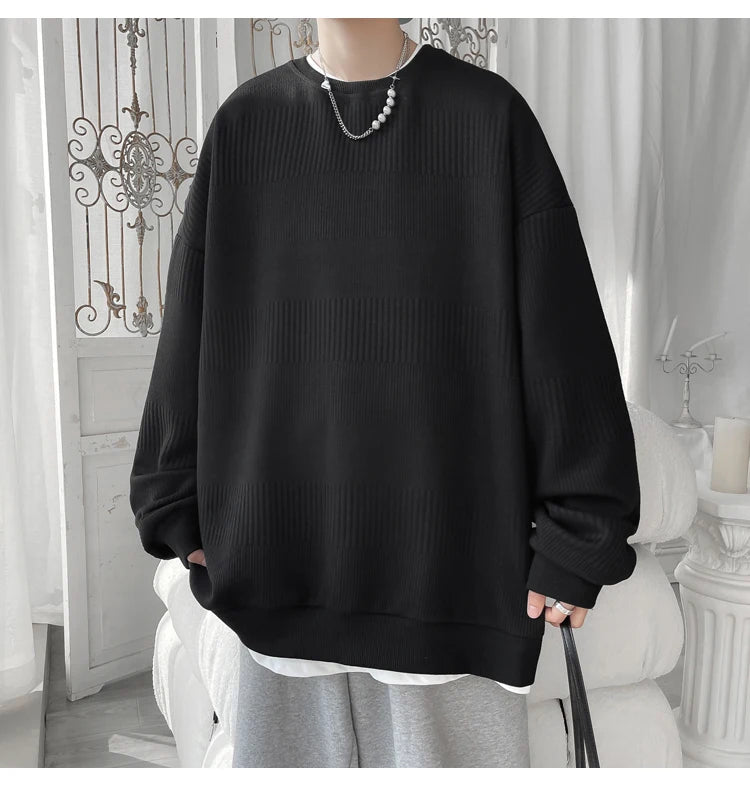 2024 Hoodies Jacquard Sweatshirt Mens White Pullover Streetwear Casual Fashion Clothes Mens Oversized Korean Harajuku T Shirt