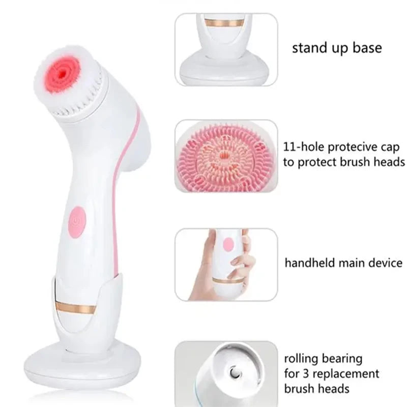 Silicone Electric Ultrasonic Facial Cleaner Acne Pore Blackhead Deep Cleansing Brush Beauty Skin Care Tools