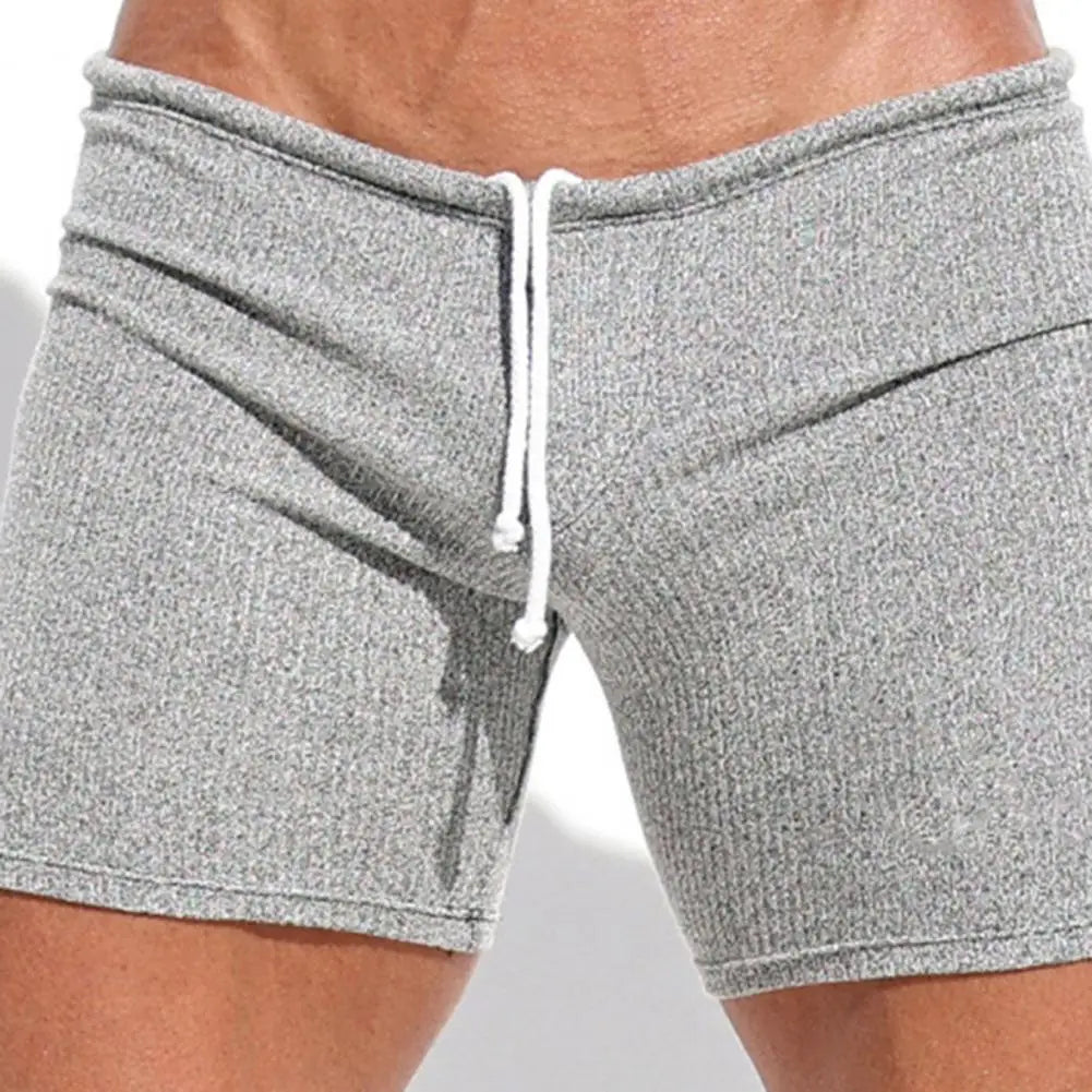 Above Knee Length Pants Men's Summer Drawstring Shorts Slim Fit Above Knee Length Solid Color Vacation Beach Sport Casual