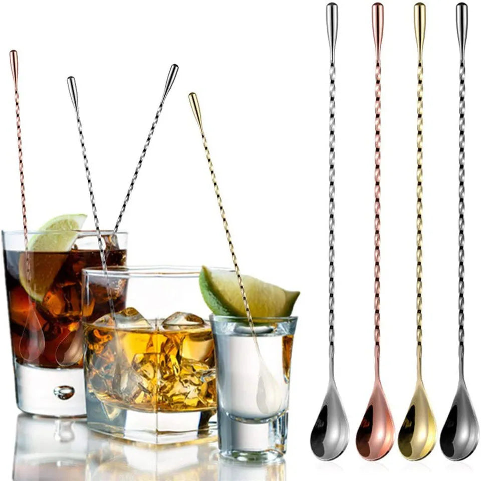 30/40/50cm Long Spiral Handle Cocktail Spoon Bartender Drink Shaker Muddler Stirrer Whisky Mixing Rod Kitchen Bar Utensils