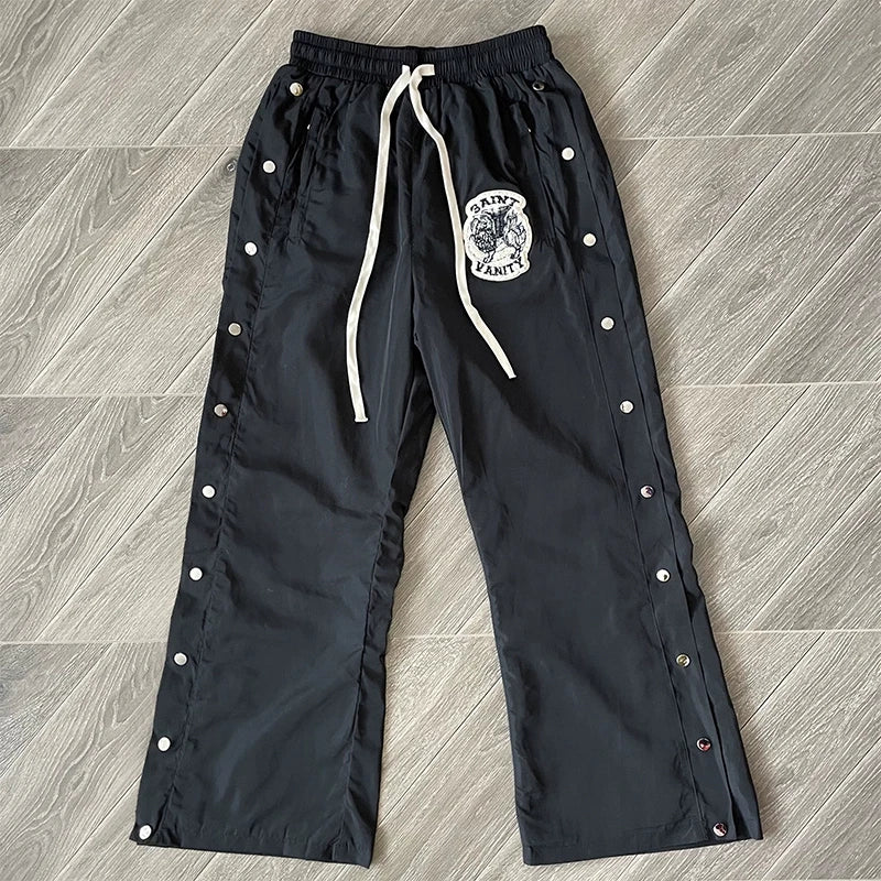 SAINT VANITY Embroidered Buckle Sports Sweatpants Jogger Men Women Drawstring Long Pants Trousers