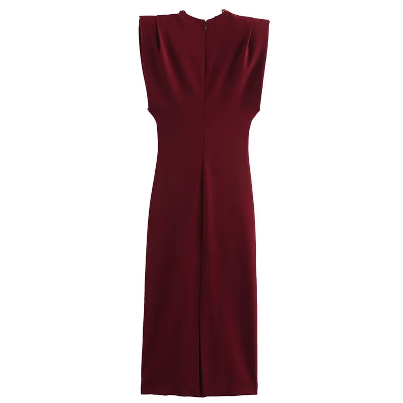 TRAF Women's Red Dress Summer Dresses 2025 Elegant Party Dresses Casual Evening Prom Dress Ruffled Sleeveless Vestido Long Dress