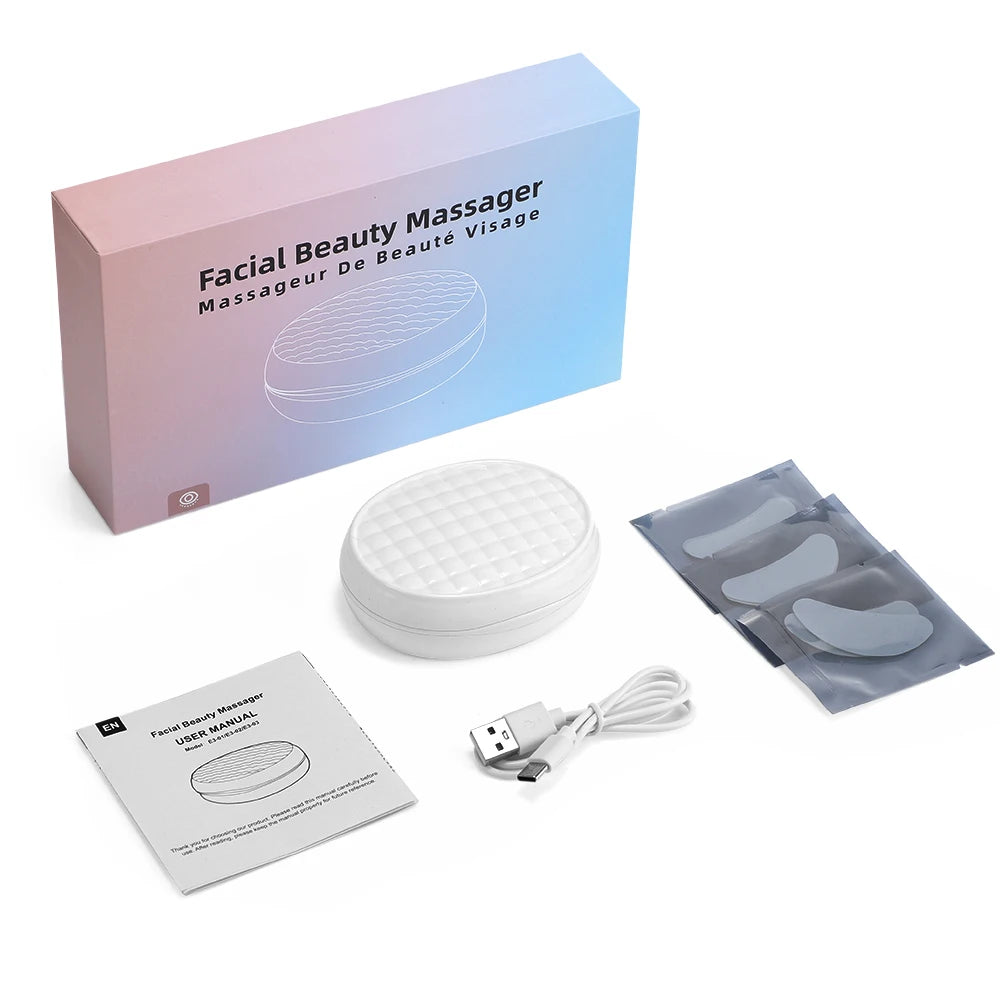 EMS Microcurrent Eye Beauty Device Electric Eye Massage Pad Heating Red Light Therapy Relieve Eye Fatigue Reduce Dark Circle