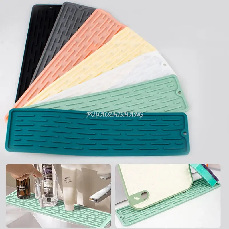 Kitchen Silicone Faucet Mat Drip Protection Pads Faucet Water Catcher Mat Sink Drain Pad Waterproof Non-slip Bathroom Gadget