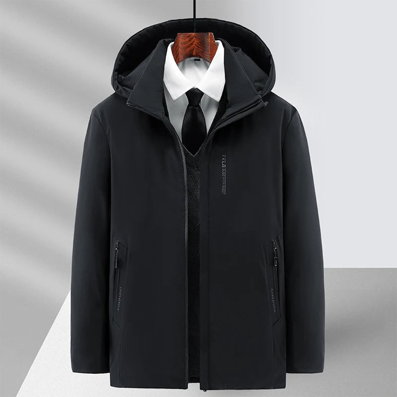Men Fashion Hooded Windproof Warm Coat Plus Size Outwear Men Hooded Thick Fleece Warm Casual Thicken Cotton Jacket Winter Parka