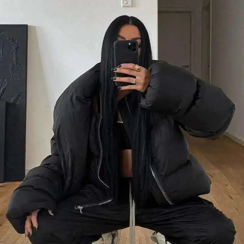 HKSH Autumn Winter New Men Tide Cotton Padded Jacket Scarf Collar Thick Long Sleeve Zipper Bread Chic Trendy RO Style Coat H2840