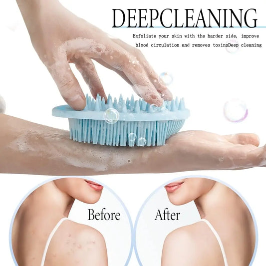 2 in 1 Soft Silicone Body Brush Wash Bath Shower Exfoliating Skin Fit For Baby Bath Shampoo Facial Massage Brush