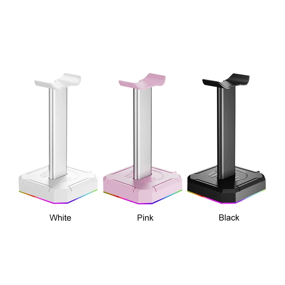 Aluminum Alloy Gaming Headphone Stand Space Saving Desktop Organizer Vertical Bracket RGB Backlight Headset Holder Display Rack