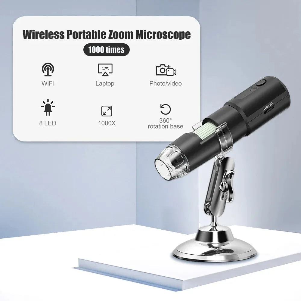 Digital Microscope WiFi Wireless Electron Dermatoscope Scalp Detection Pores Magnifier Facial Skin Analyzer Machine Professional