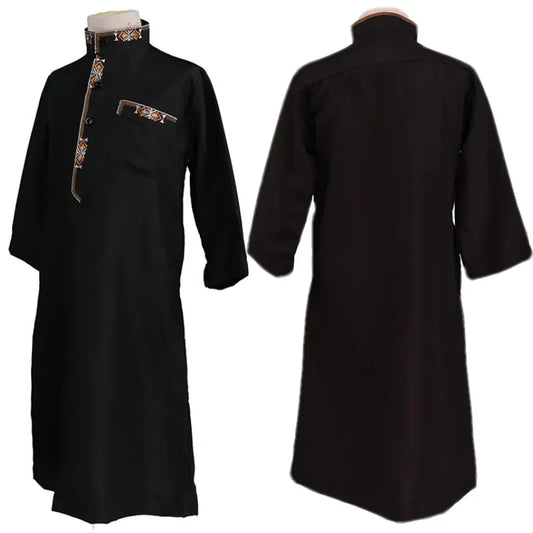 Ramadan Eid Muslim Kids Embroidery Robe Jubba Thobe Islamic Arab Boys Kaftan Children Abaya Traditional Clothes Turkey