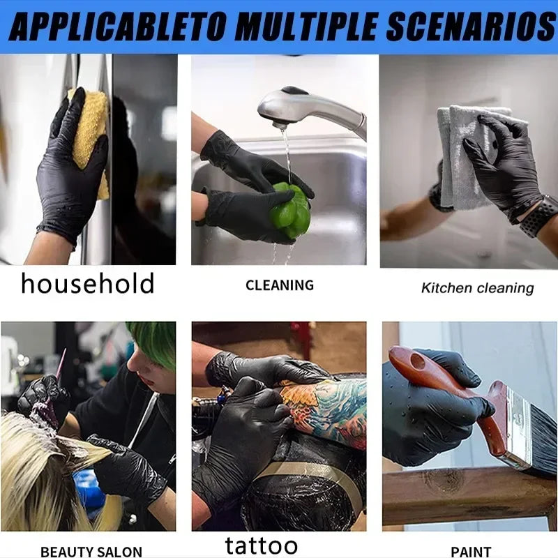 20/50/100PCS Disposable Black Nitrile Gloves,Household Cleaning Nitrile Gloves Latex Free, for Kitchen and Bathroom Cleaning