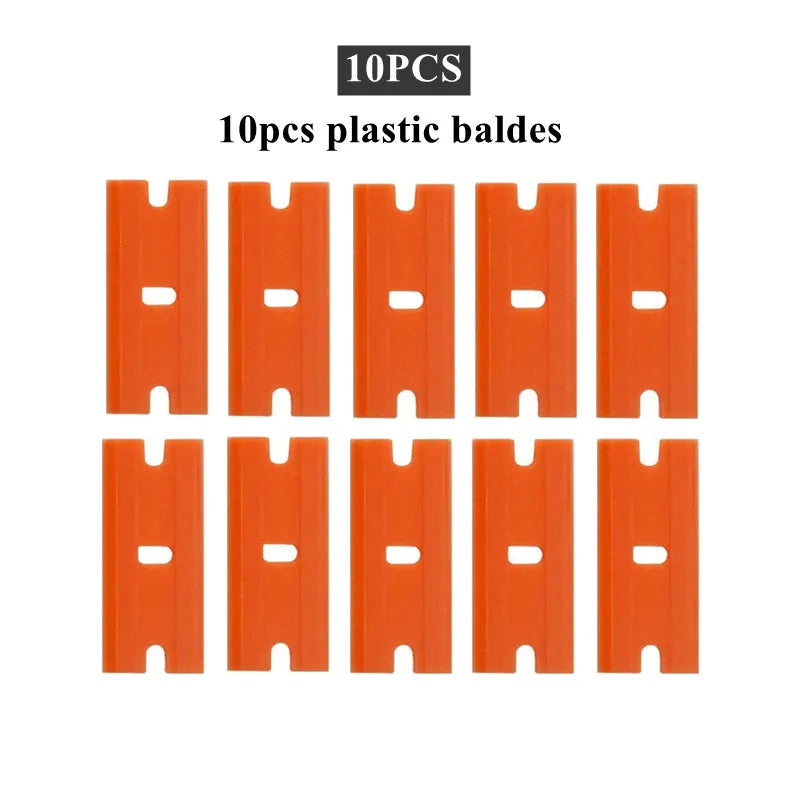 Double-Sided Scraper W/ 20pcs Razor Blade Auto Film Sticker Glue Ice Remover Razor Gap Glass Kitchen Car Cleaner Squeegee Knife