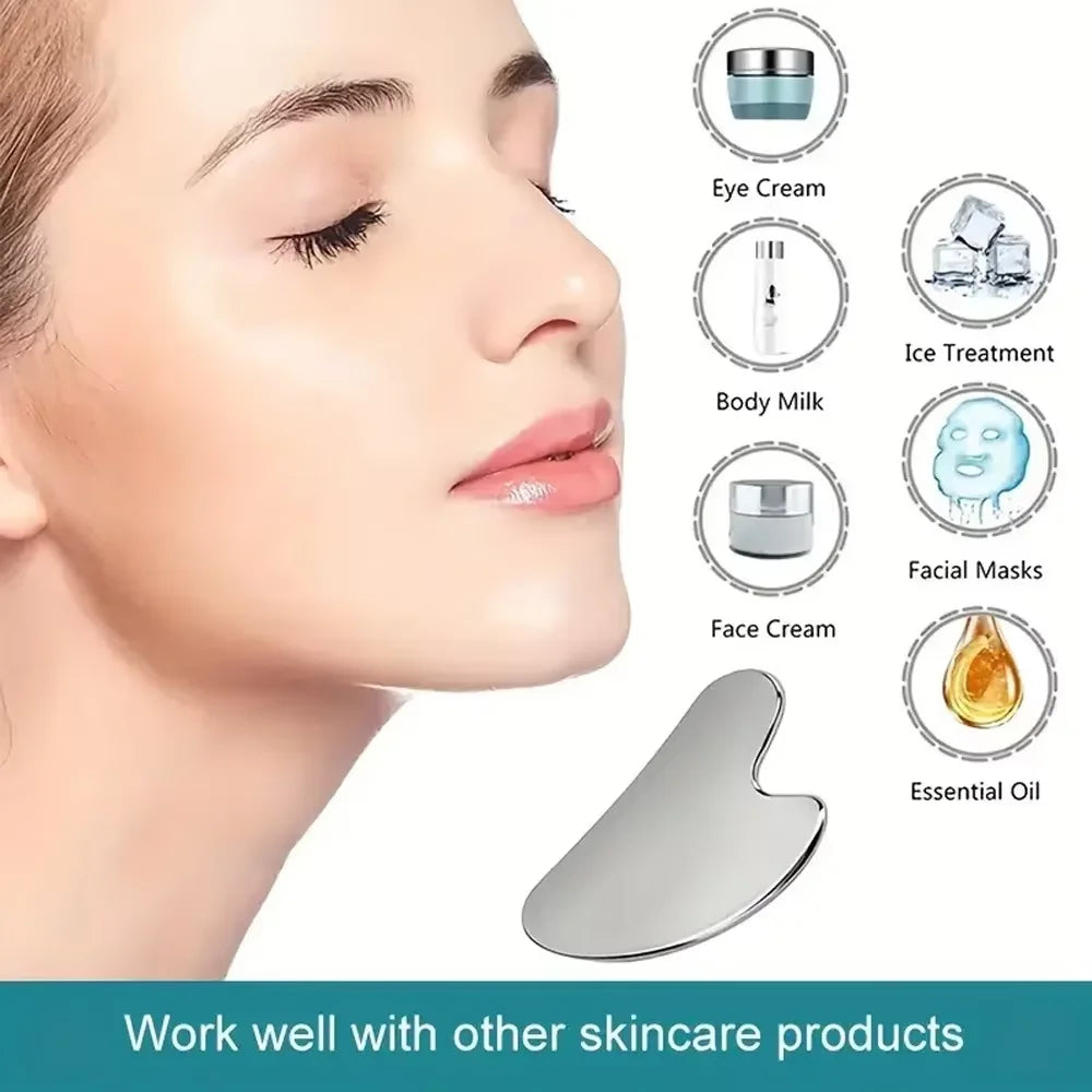 Ice Face Roller & Stainless Steel Gua Sha Tool Set, Facial Massager Ice Roller Skin Care Tool Beauty Set Lifting Contouring Tool