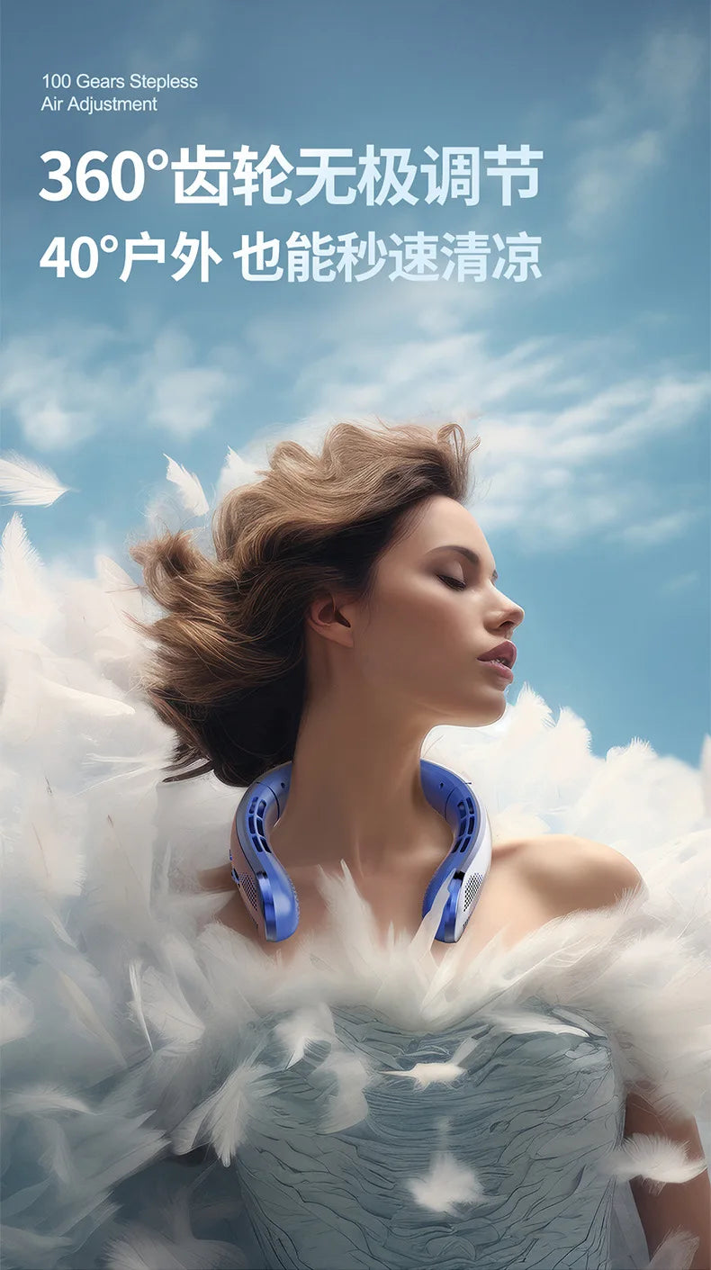 Xiaomi Youpin USB Hanging Neck Fan Portable Bladeless Mini Rechargeable Mute LED Digital Display Electric Fans Air Cooler New Mi