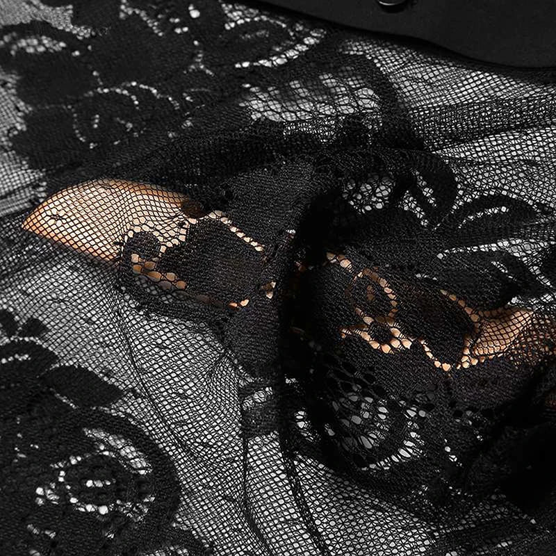 Men's Summer Shirts Lapel Neck Mesh Floral Print Long Sleeve Button-Down Casual Fashion Mature Tops